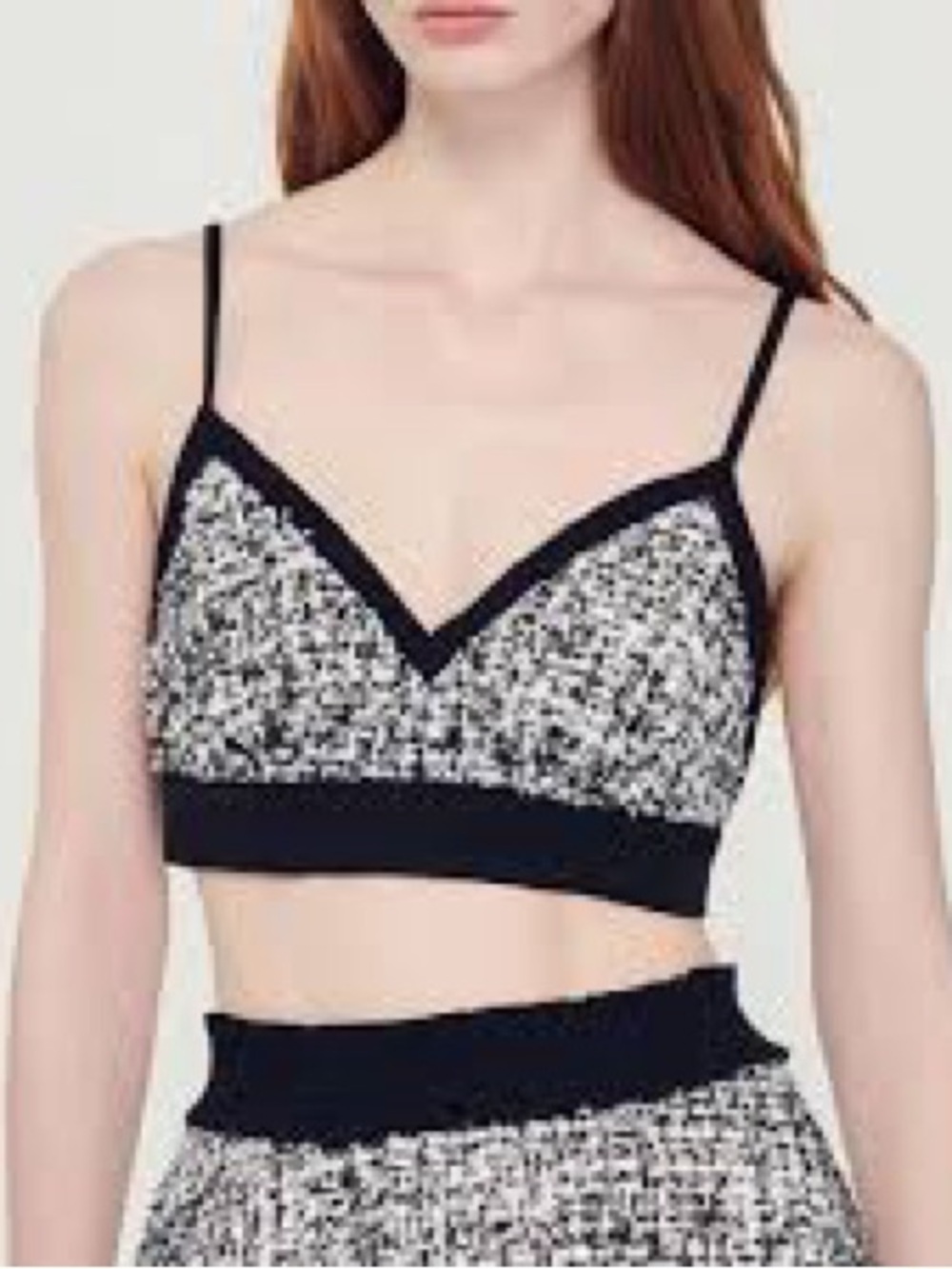 Sandro Black & White Textured Bralette